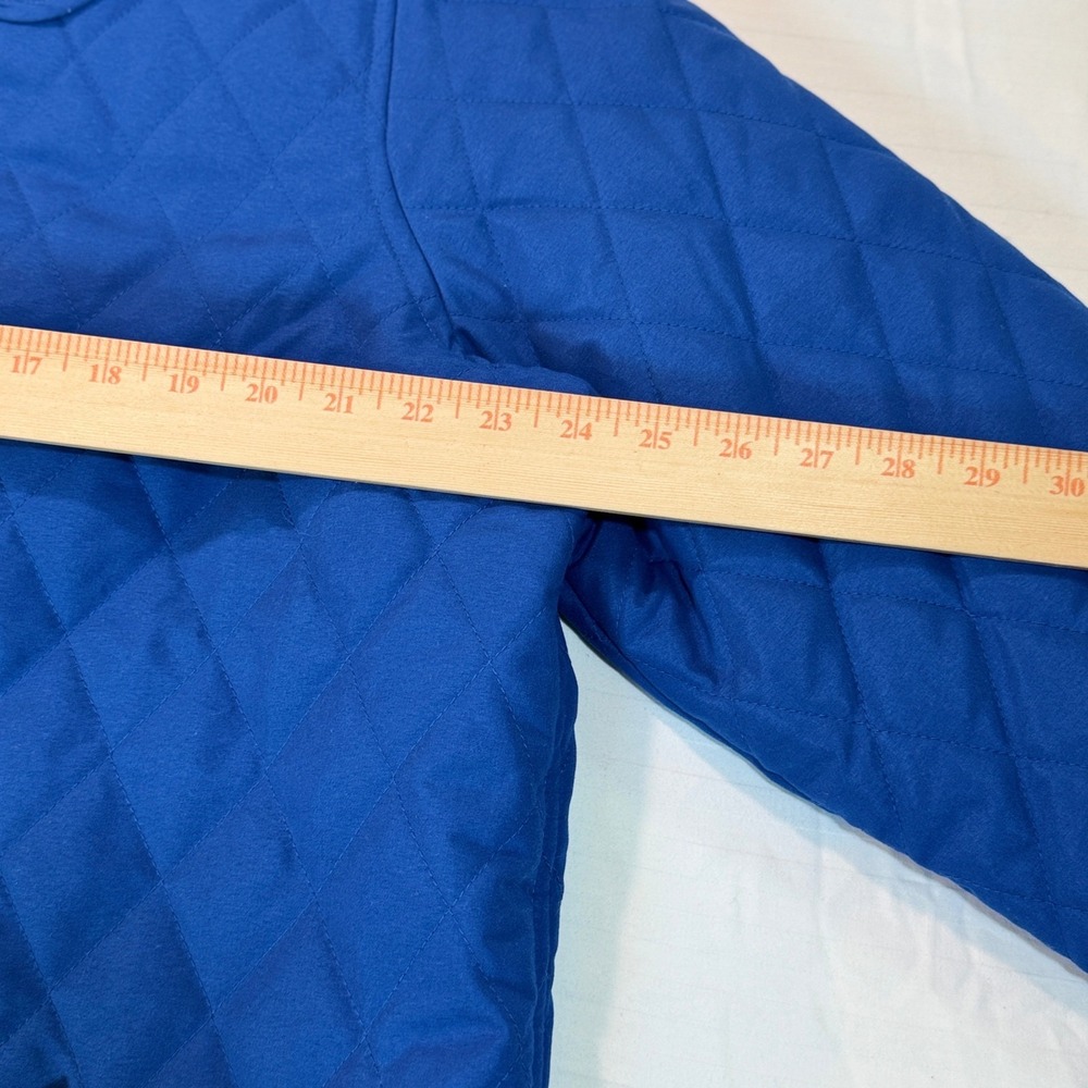 Blue Quilted Puffer Jacket Coat Diamond Stitch Collared XL Petite - Picture 4 of 7